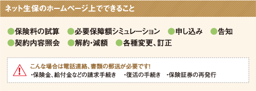 ネット生保のホームページ上でできること